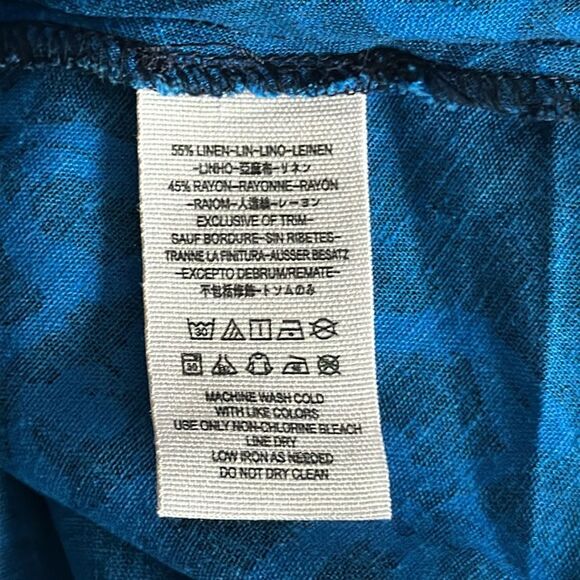 Free People Blue Floral A Thing Called Love Linen Blend A line dress Size 8 - Picture 12 of 13